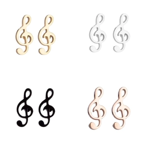 Minimalist musical note stud earrings in gold, silver, black and rose gold finishes