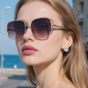 Lunettes De Soleil Carrées Surdimensionnées Monture Métallique Creuse Lentille PC Protection UV400 Mode Femmes