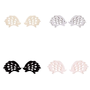 Set of four hollow hedgehog stud earrings in gold, silver, black, and rose gold finishes