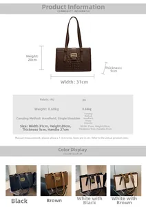 Detailed view of crocodile pattern PU leather shoulder bag with dimensions and color options