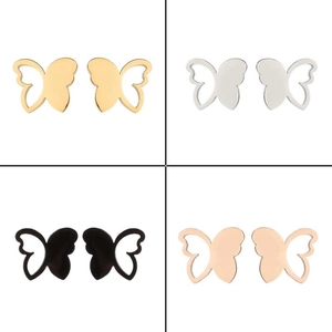 Set mit vier Schmetterlings-Ohrsteckern in Gold, Silber, Roségold und Schwarz