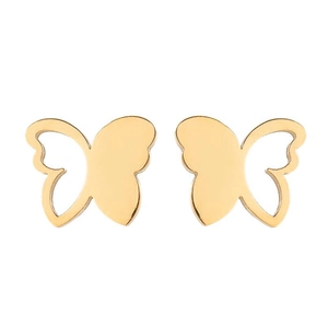 Detail von 18K vergoldeten Schmetterlingsohrringen mit solidem und hohlem Flügel
