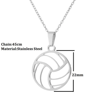 Silberne Edelstahl Halskette mit hohlem Volleyball-Anhänger und 45 cm Kettenlänge