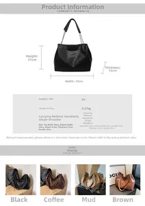 Specifiche dettagliate sulle dimensioni e colori della borsa tote grande in pelle PU