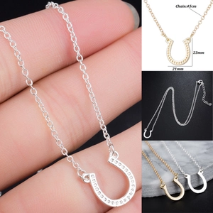 Minimalistische Hufeisen Halskette Legierung U-Förmiger Glücksschmuck Geschenk Für Frauen Gold Silber Ton