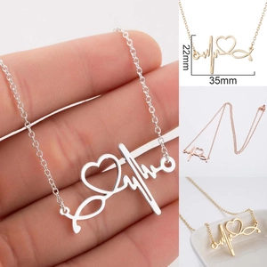 Collier Stéthoscope Rythme Cardiaque Acier Inoxydable ECG Coeur Ligne Cadeau Médical Pour Femmes Infirmières Médecins Mode