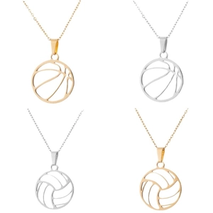 Hohlhalsketten aus Edelstahl mit Basketball- und Volleyball-Anhängern in Gold und Silber