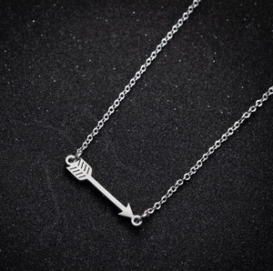 Minimalist silver arrow pendant necklace for women with fine stainless steel chain