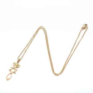 Gold Messianic Seal necklace with Star of David and Menorah pendant for women