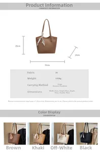 Detailed size chart for retro tote bag with dimensions 33x25x10cm and silk scarf detail