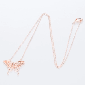 Elegant rose gold hollow butterfly pendant necklace with delicate minimalist chain
