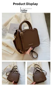 Close-up of a coffee-colored textured leather handbag with elegant wavy edge details