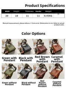 Detailed dimension chart for vintage bucket bag with embroidered wide shoulder straps