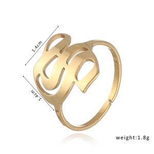 Verstellbarer goldener Edelstahlring mit einem Dollarzeichen-Symbol im Ausschnitt-Design