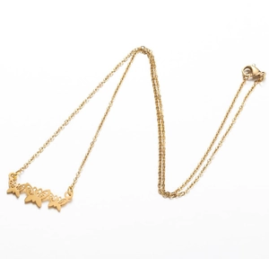 Detailed view of golden butterfly pendant with intricate hollow patterns on a link chain