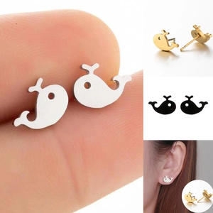 Schattige Walvis Dolfijn Oorknopjes Roestvrij Staal Gepolijst Dierenstijl Mode Sieraden Accessoires Voor Dames Meisjes