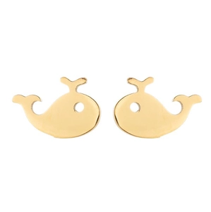 Gepolijste gouden walvis oorknopjes van roestvrij staal met schattig minimalistisch design