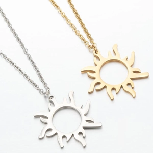 Bohemian hollow sunflower necklaces in gold and silver stainless steel pendants