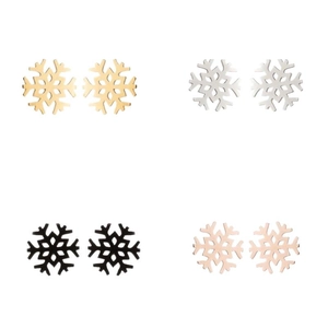 Minimalist snowflake earrings in gold, silver, black, and rose gold finishes