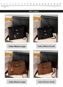 Size comparison of black and brown suede tote bags with golden buckles and dimensions