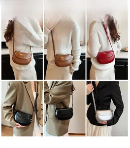 Sacs bandoulière portés par des mannequins en marron, rouge, noir et argent brillant