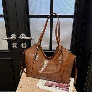 Borsa Tote Retrò Donna Vintage Pelle PU Cerata Ad Olio Grande Capacità Borsa A Spalla Con Tracolle Regolabili
