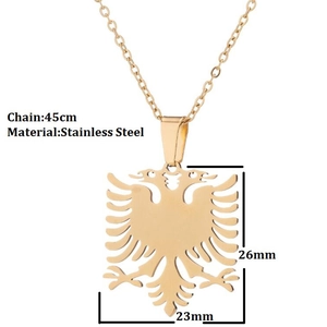 Golden stainless steel Albanian eagle pendant necklace with 45cm chain for women