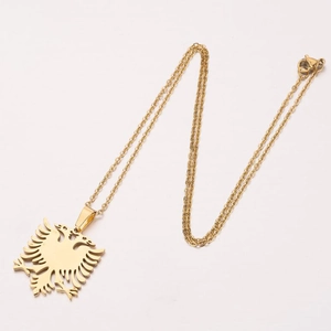 Golden Albania double-headed eagle pendant necklace made of durable stainless steel