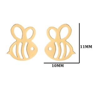 Minimalist hollow bee stud earrings in gold stainless steel for a stylish animal design look