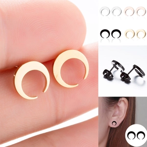 Boucles D'Oreilles Puces Croissant De Lune Acier Inoxydable Design Géométrique Minimaliste Bijoux Tendance Pour Hommes Femmes