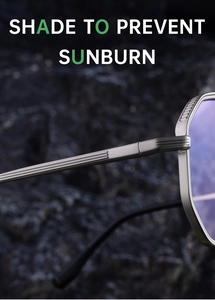 Détail de lunettes de soleil carrées avec branches en métal et texture antidérapante