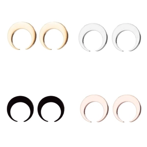 Ensemble de boucles d'oreilles lune minimalistes en or, argent, noir et or rose poli