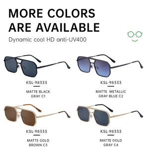 Détail de lunettes de soleil carrées avec verres UV400 en quatre variantes de couleurs