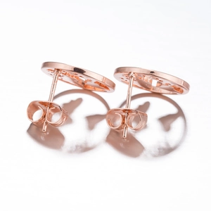 Geometrische runde Ohrstecker aus poliertem Edelstahl in Roségold mit Erdkarten-Muster