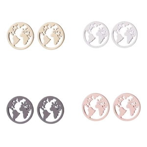 Minimalistische Weltkarten-Ohrstecker Set in Gold, Silber, Schwarz und Roségold