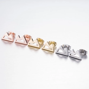 Set di orecchini a lobo a forma di montagna in acciaio inossidabile oro rosa, oro e argento