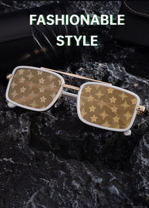 Detailed macro of polarized sunglasses featuring pattern engraved lenses and white frames