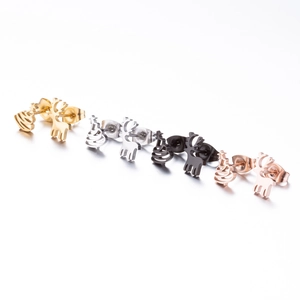 Set de boucles d'oreilles sapin de Noël et renne en or argent noir et or rose