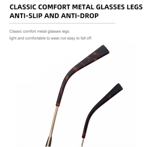 Détail des branches de lunettes en métal avec embouts antidérapants ambrés