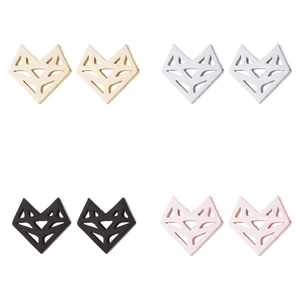 Set mit 4 geometrischen Origami Fuchs Ohrsteckern in Gold, Silber, Schwarz und Roségold