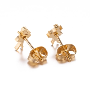 Elegante goldene Ballettmädchen Ohrstecker für Damen mit gebürsteter Metalloberfläche