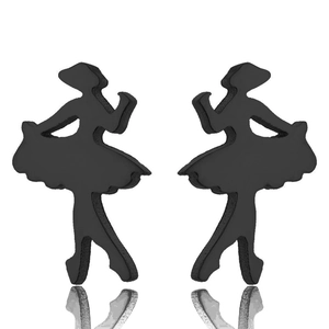 Elegante mattschwarze Ballerina Silhouette Ohrstecker aus robustem Edelstahl gefertigt
