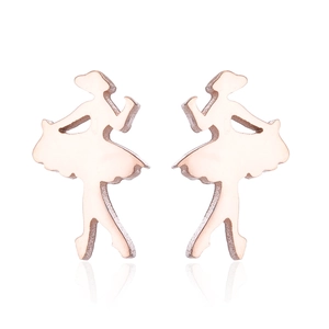 Roségoldene Ballerina Silhouetten Ohrstecker mit poliertem Finish auf weißem Grund
