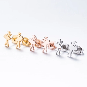 Minimalistische Ballerina-Ohrstecker-Set in Gold, Roségold und Silber-Finish
