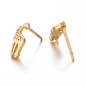 Poliertes Gold Giraffen-Ohrstecker aus minimalistischem Edelstahl für Damen Mode