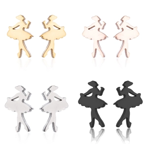 Elegante Ballerina-Ohrstecker Set in Gold, Roségold, Silber und Schwarz aus Edelstahl