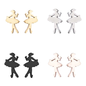 Ballerina-Ohrstecker-Set in Gold, Silber, Schwarz und Roségold aus Edelstahl