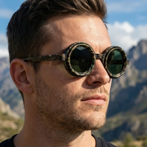 Round Sunglasses PC Frame TAC Polarized ND Adjustable UV400 Protection Retro Steampunk Camo For Men Women