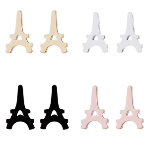 Eiffel Tower stud earrings set in gold, silver, black and rose gold stainless steel