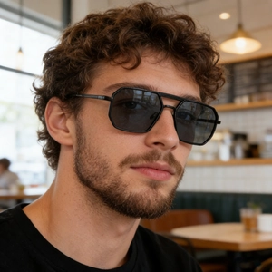 Lunettes De Soleil Géométriques À Monture Métallique Pour Hommes Rétro Protection UV400 Mode Conduite Haute Définition